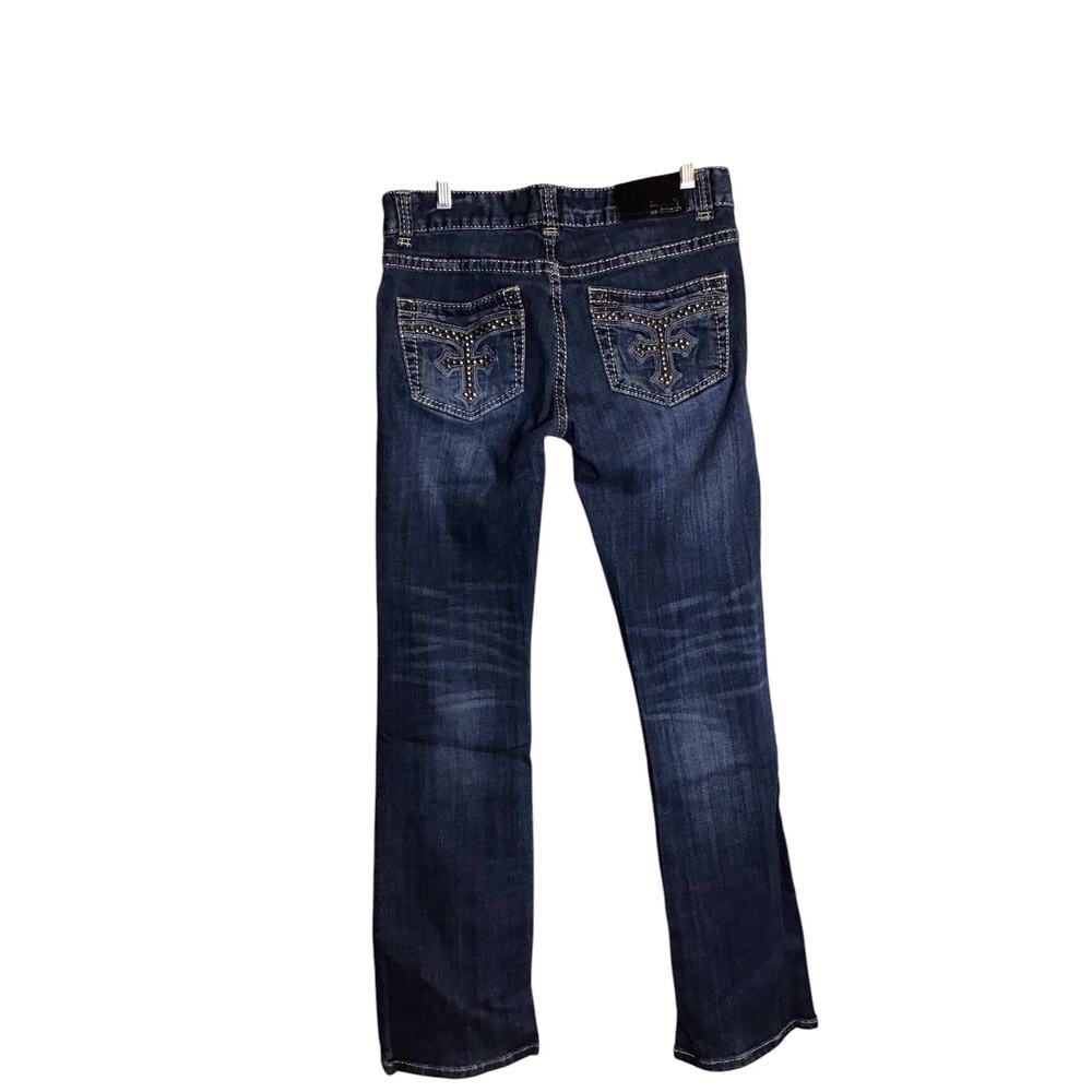 Rock & Roll Cowgirl Women Jeans Sz.29x34 Blue Bling Pocket Cowgirl Rodeo Western